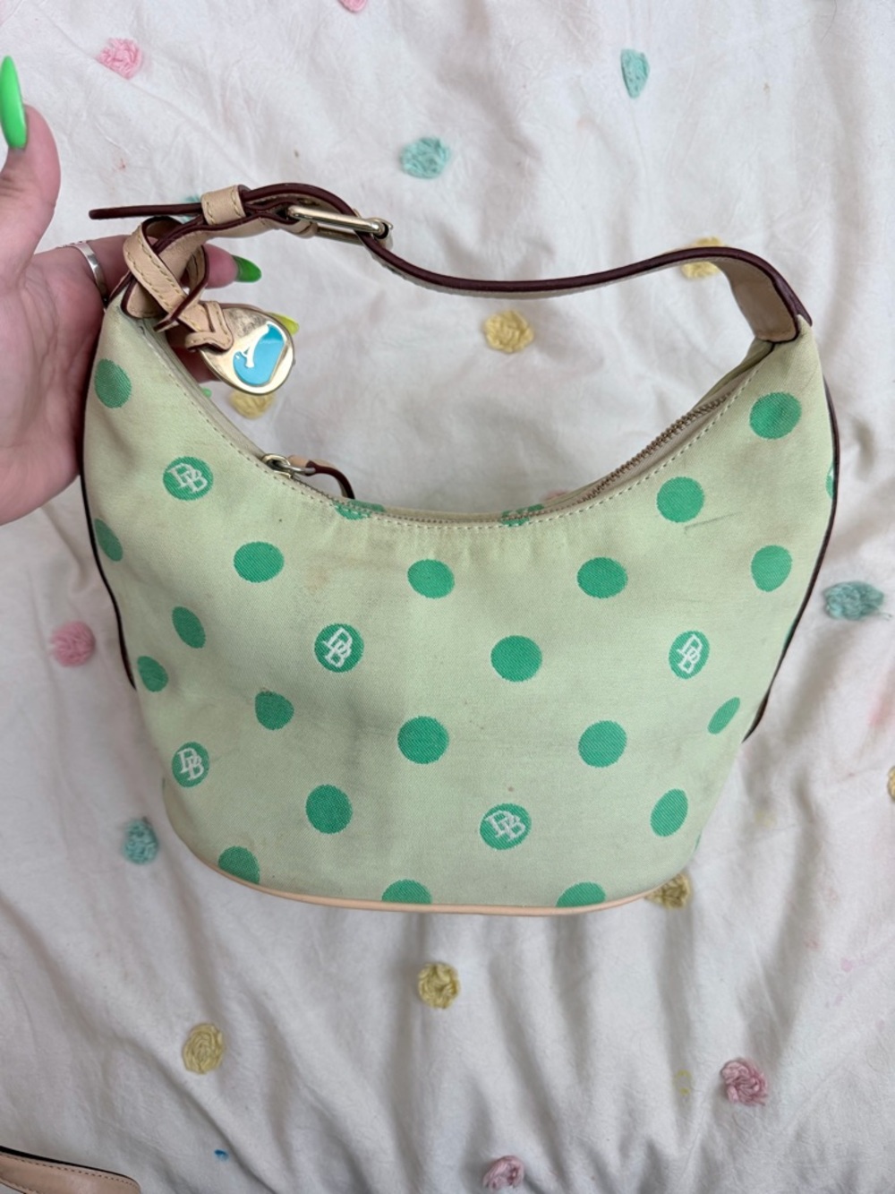 Dooney & Bourke Mint Green Polka Dot Shoulder Hobo
